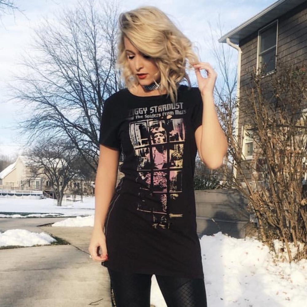 Vintage Ziggy Stardust band tee dress